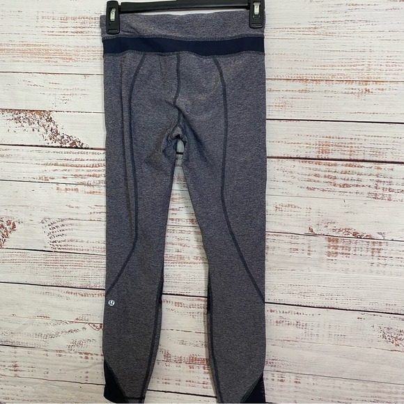 Lululemon Blue inspire mesh detail size 4 space-dye athletic cropped leggings - Picture 5 of 7